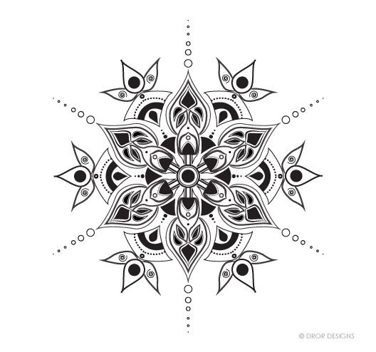 Dror Designs Mandala sketched in pen and then transferred to Adobe Illustrator